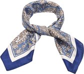 Emilie collection - sjaal - satijn - blauw - paisleyprint - vierkant 70 X 70 CM