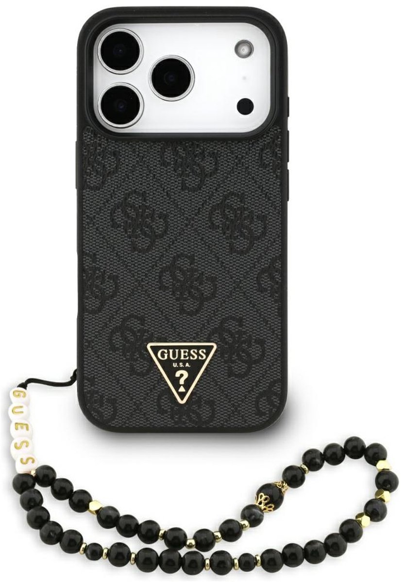 Guess Case 4G Bandje Driehoek Logo Magsafe Voor iPhone 17 Pro Met Bandje - zwart