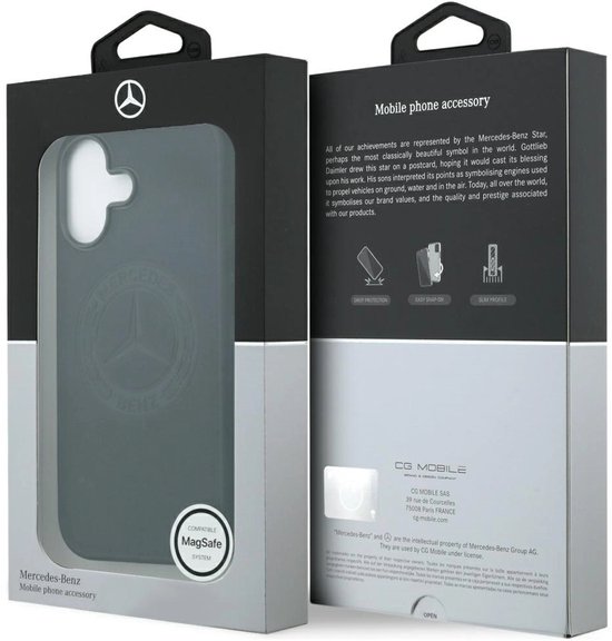 Mercedes-Benz Back Cover - iPhone 17 Hoesje - Zwart - Genuine Leather - MagSafe - Vintage Logo van Mercedes-Benz — afbeelding 3