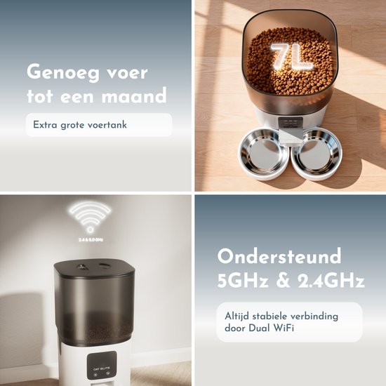 Droogvoerdispenser voor 2 katten, automatisch