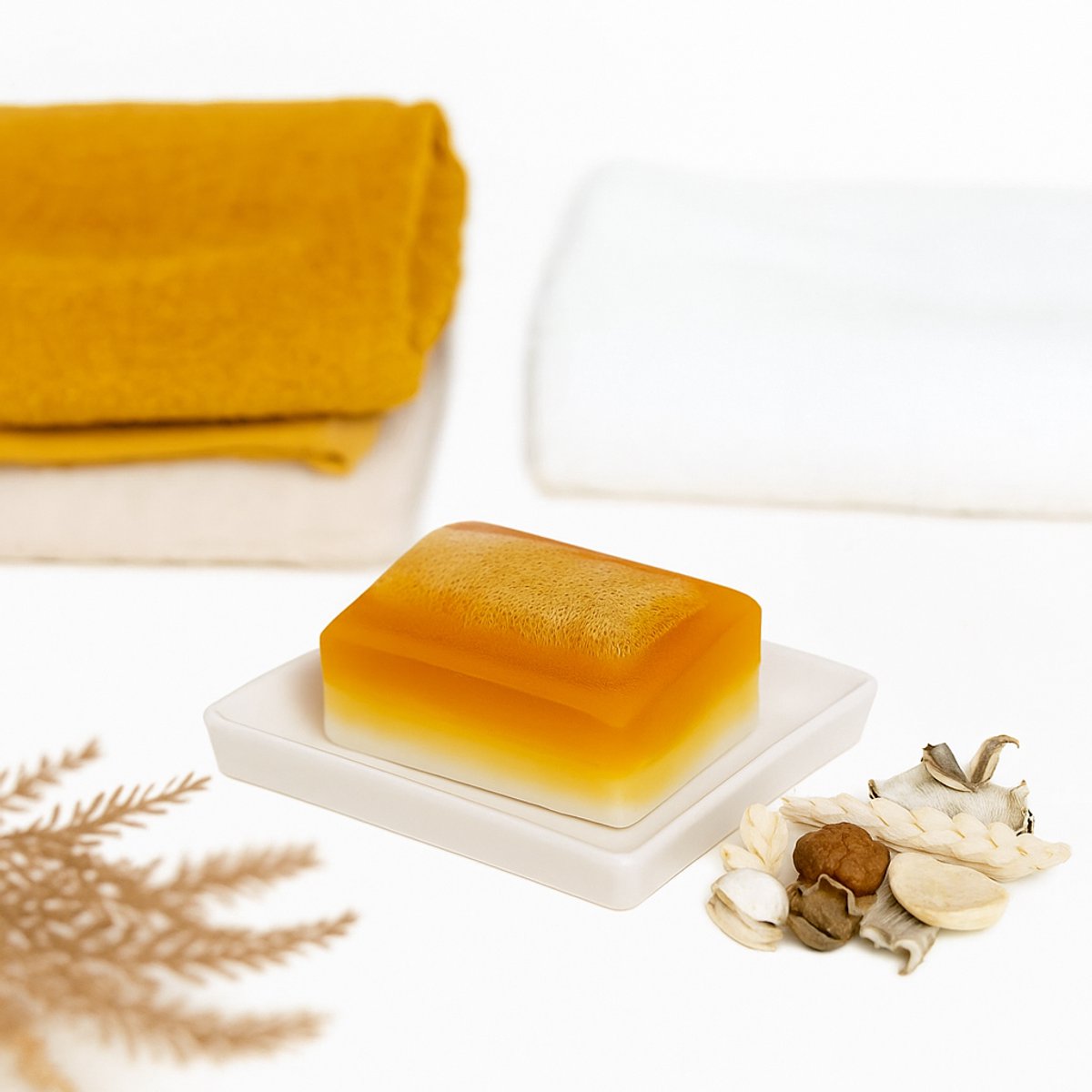 RNCosmetics – Glycerine & Citroen Zeep – Hydraterende, Verstevigende & Exfoliërende Handgemaakte Zeep met Natuurlijke Citroenolie en Plantaardige Vezels – Anti-Cellulite, Veganistisch, Sulfaatvrij – Verfrist, Verzacht en Verzorgt de Huid – 170g