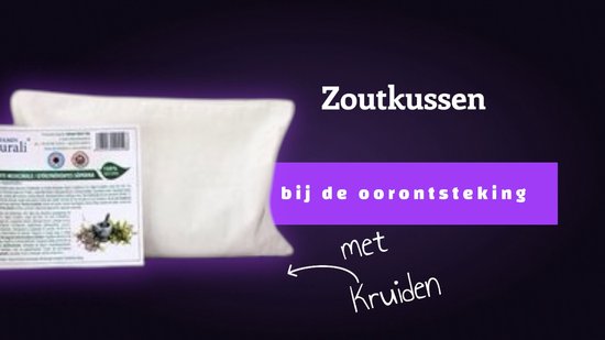Een zoutkussen met kruiden, bij oorpijn.