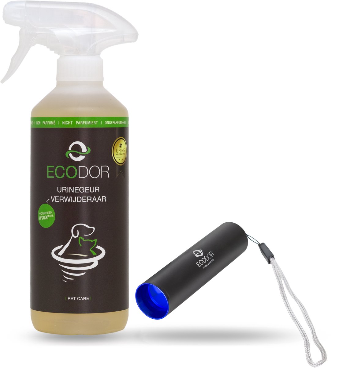 Bol.com Ecodor UF2000 4Pets urinegeur verwijderaar - 500 ml + EcoLight urine detector - Oplaadbaar aanbieding