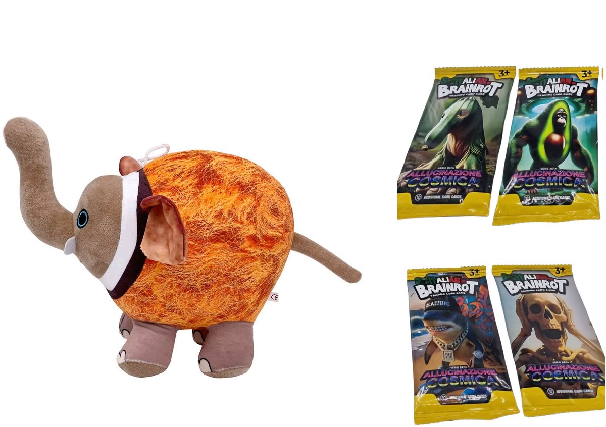 Happy Trendz® - Happy Trendz® – Cocofanto Elefanto Knuffel Plushe | Italian Brainrot Pluche | TikTok Meme Knuffel + 10x Brainrot Kaarten Set
