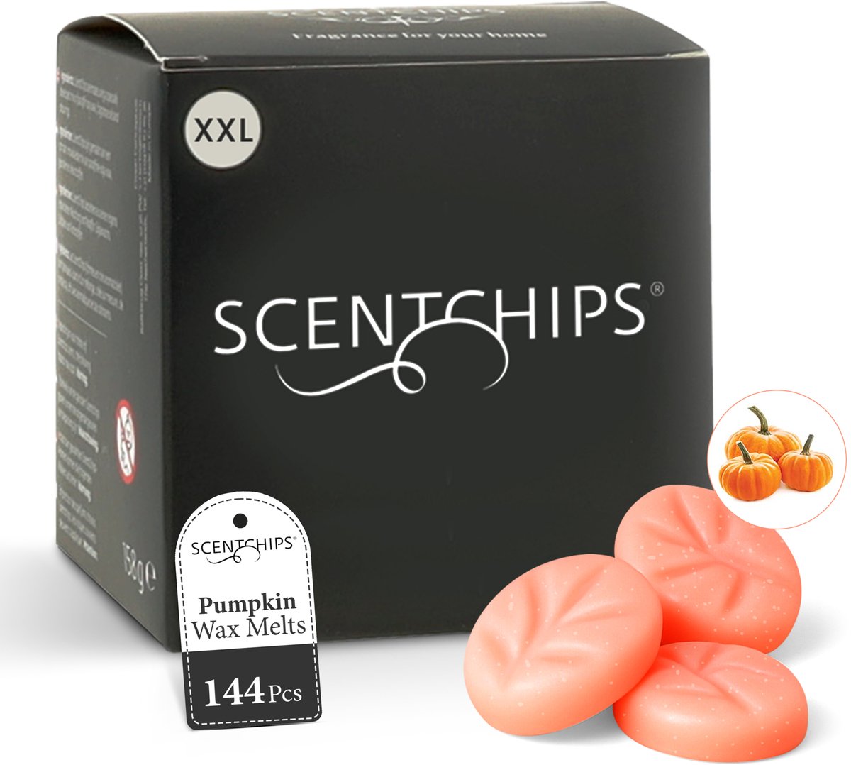 Scentchips® Pompoen - Geurblokjes - Huisparfum - Geurchips - Waxmelts - Geschikt voor Geurbrander en Waxbrander - XXL - 144 Stuks