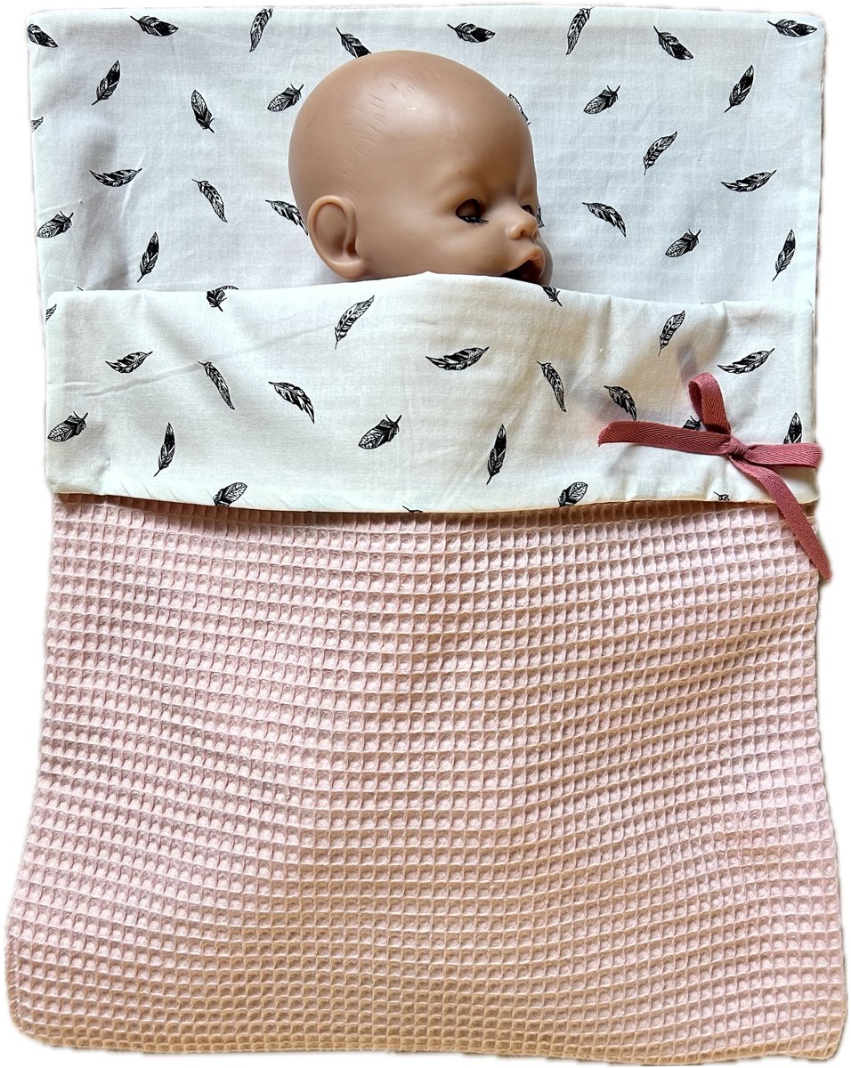 Julé Design poppen slaapzak roze / veren