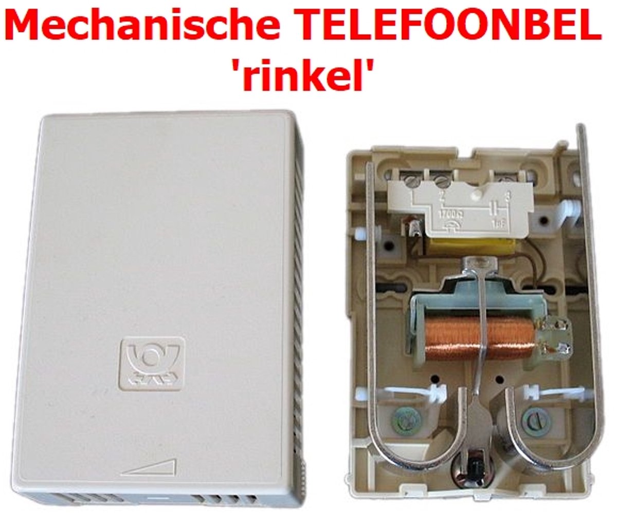 TELEFOONBEL traditionele rinkelende mechanische telefoonbel - met 3m aansluitsnoer en telefoon T-steker - WK952a 60124a