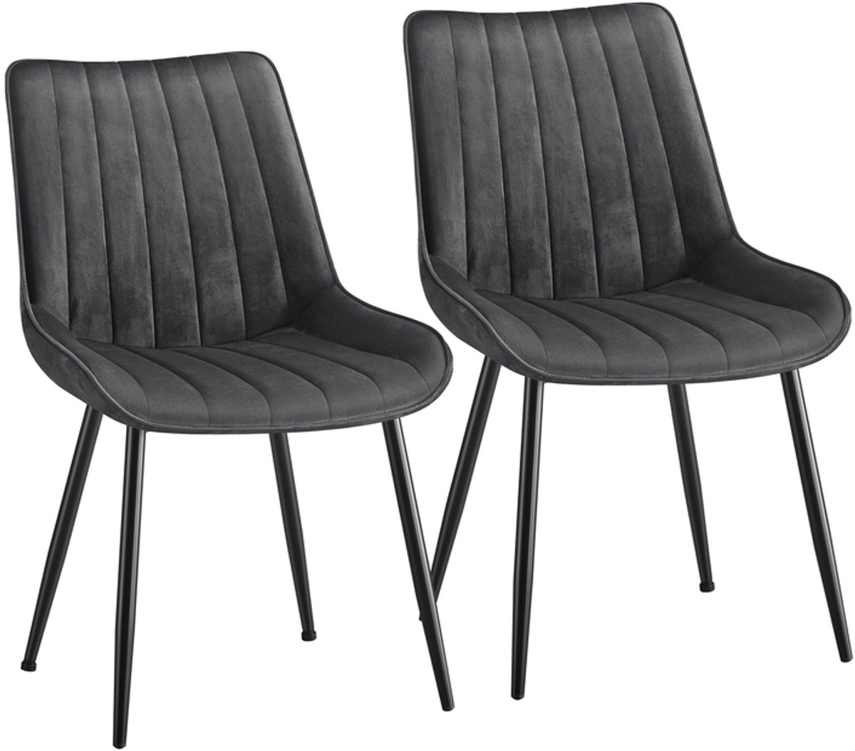 Eetkamerstoelen – Set van 2 – Stalen poten – Grijs/Inktzwart