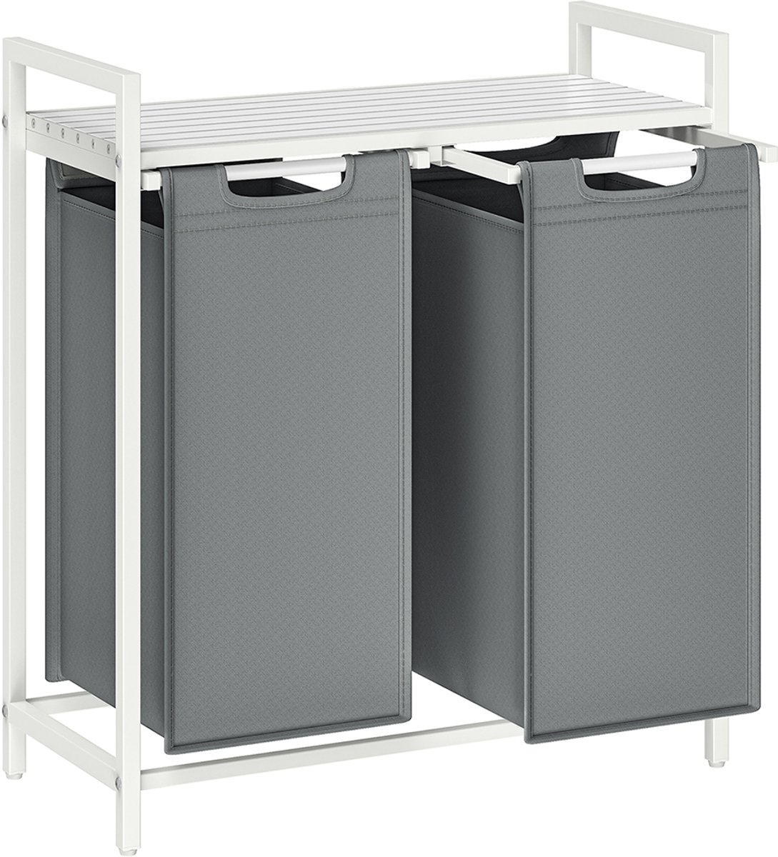 Wasmand – 2×46L – Met plank – 73×33×72 cm – Wit