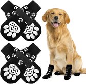 OYIWINMI 4 stuks pootbescherming voor honden, robuuste, beschermende hondensok, antislip hondenpootbeschermer, hondenlaars met rubberen zool en verstelbare bandjes voor binnen en buiten (XL