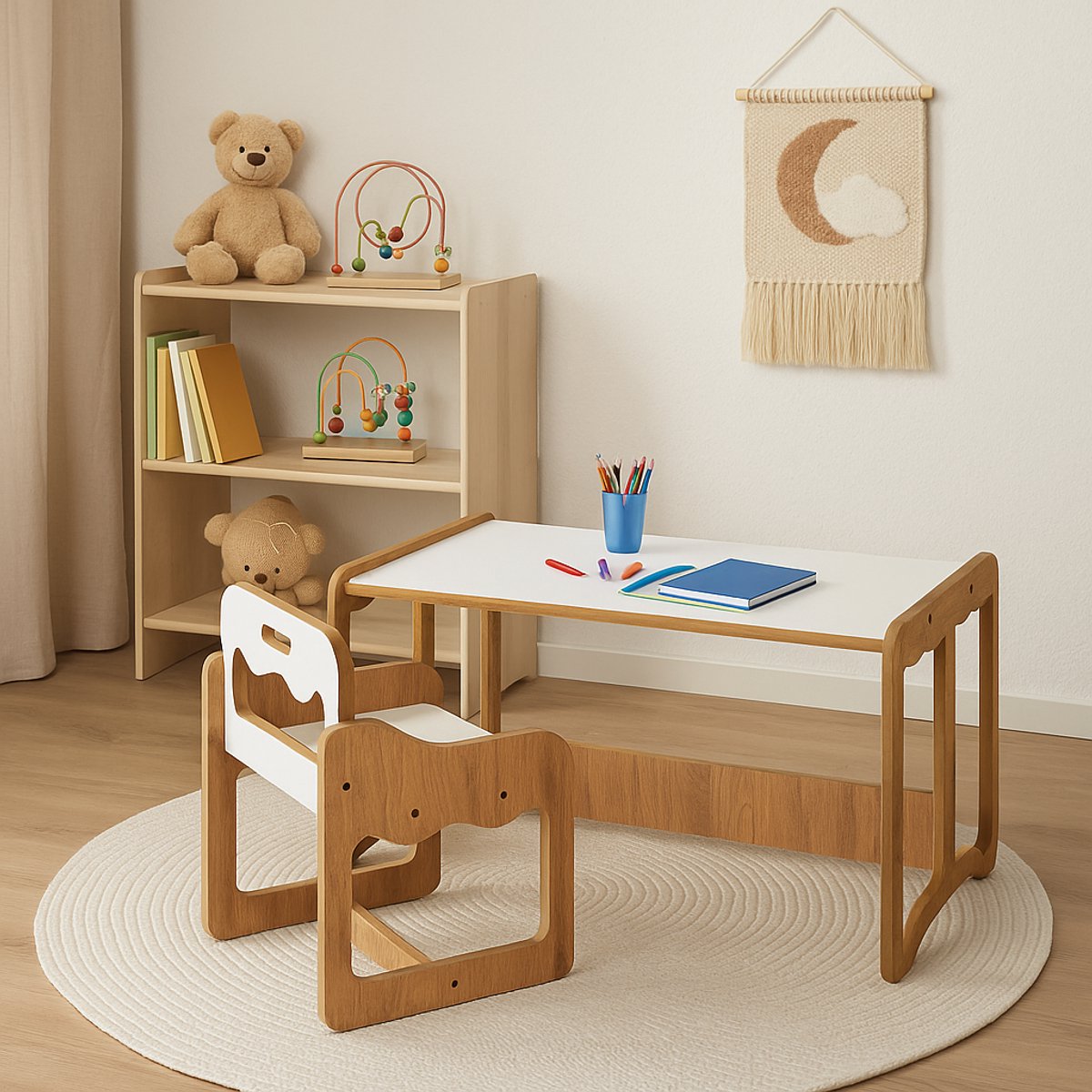 Eettafelset met 2 stoelen - MDF en Metaal - Bruin met Zwart - HOME DECO