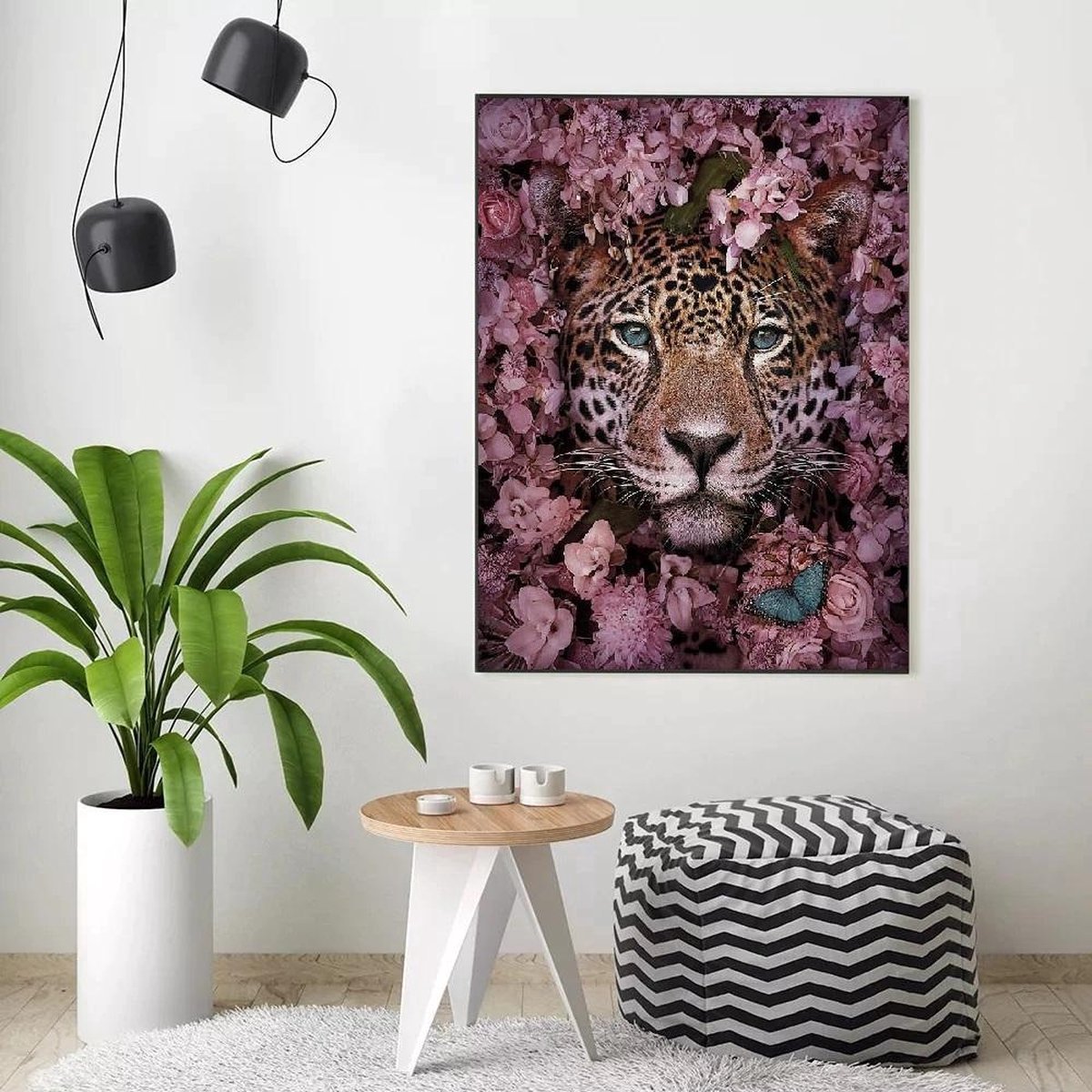 Lienz® Diamond Painting volwassenen 40x50cm – Rond - Panter en Bloemen – Volledig - Pakket Volwassenen — afbeelding 4