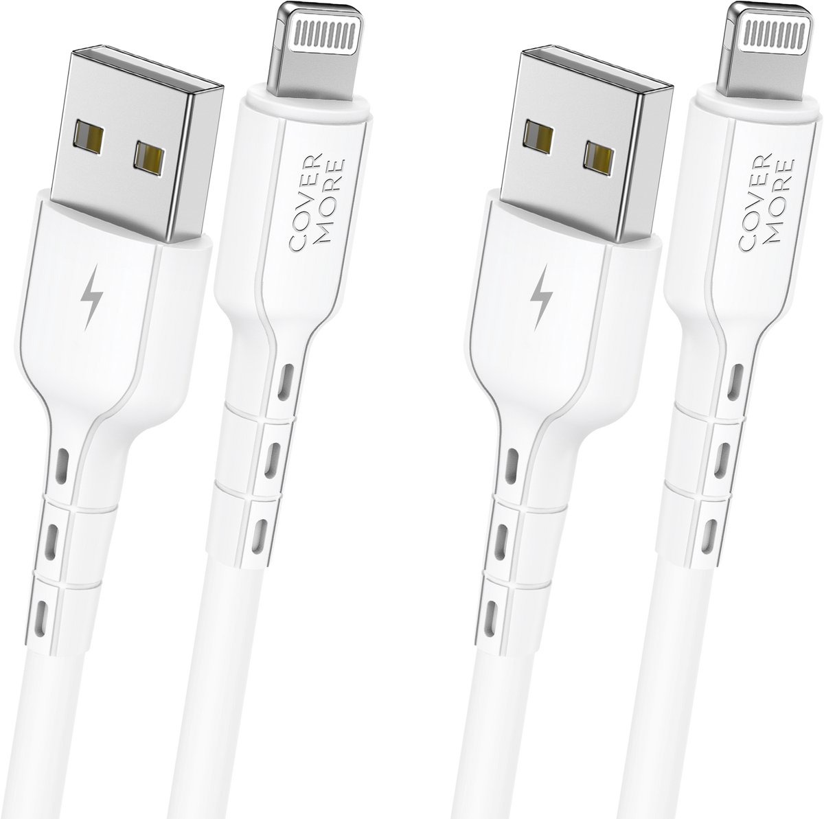 2x usb naar geschikt voor Lightning kabel - 1m - Veilig opladen - Flexibel - Wit