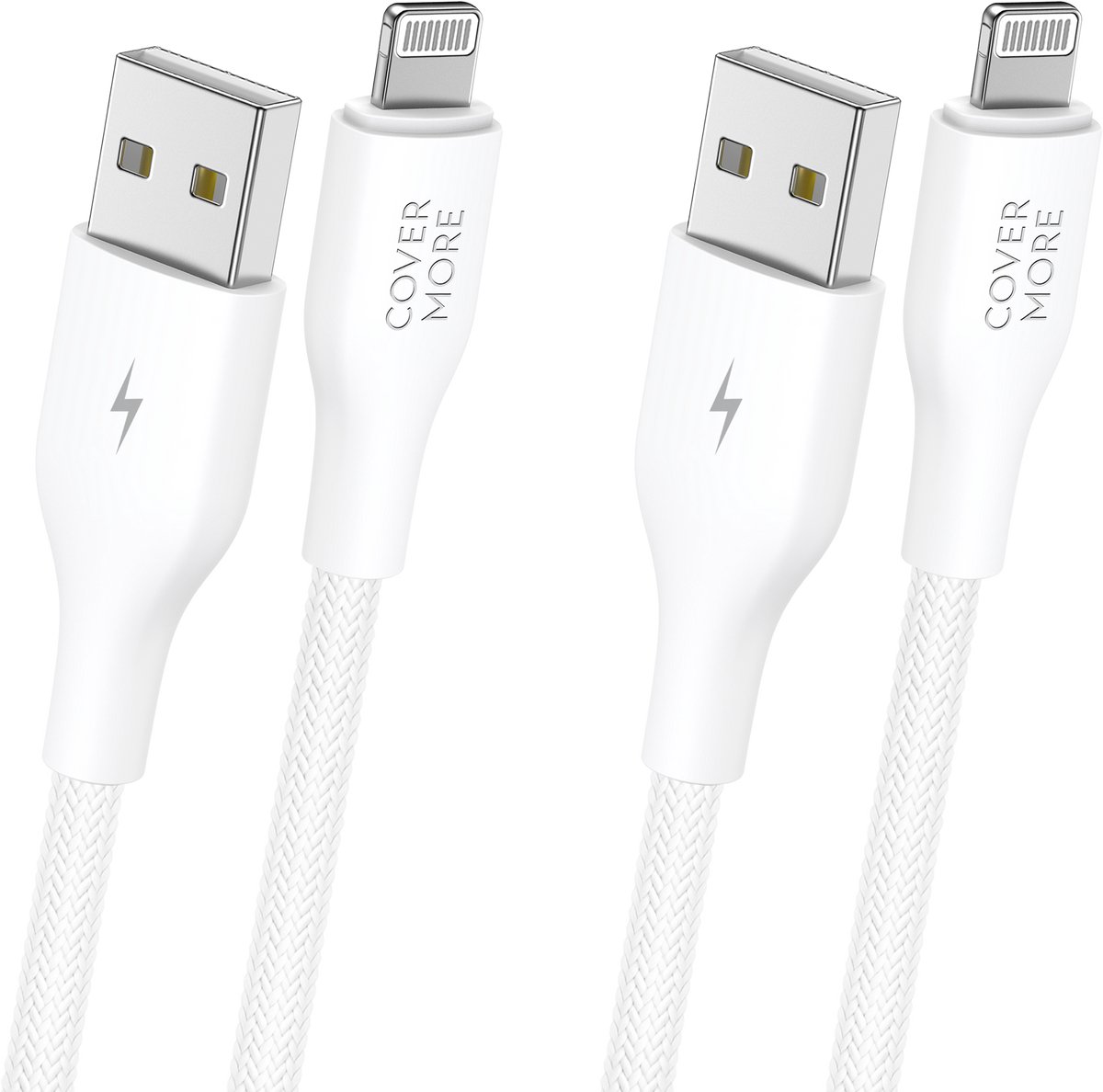 Oplaadkabel geschikt voor iPhone - Lightning kabel - 1m - 2 stuks - Stevig - Nylon - Wit