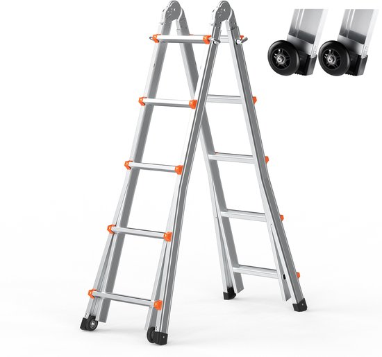Escabeaux légers 6 marches 187cm charge maximale 150 kg escabeau portable compac Escabeaux légers 6 marches 187cm charge maximale 150 kg escabeau portable compac