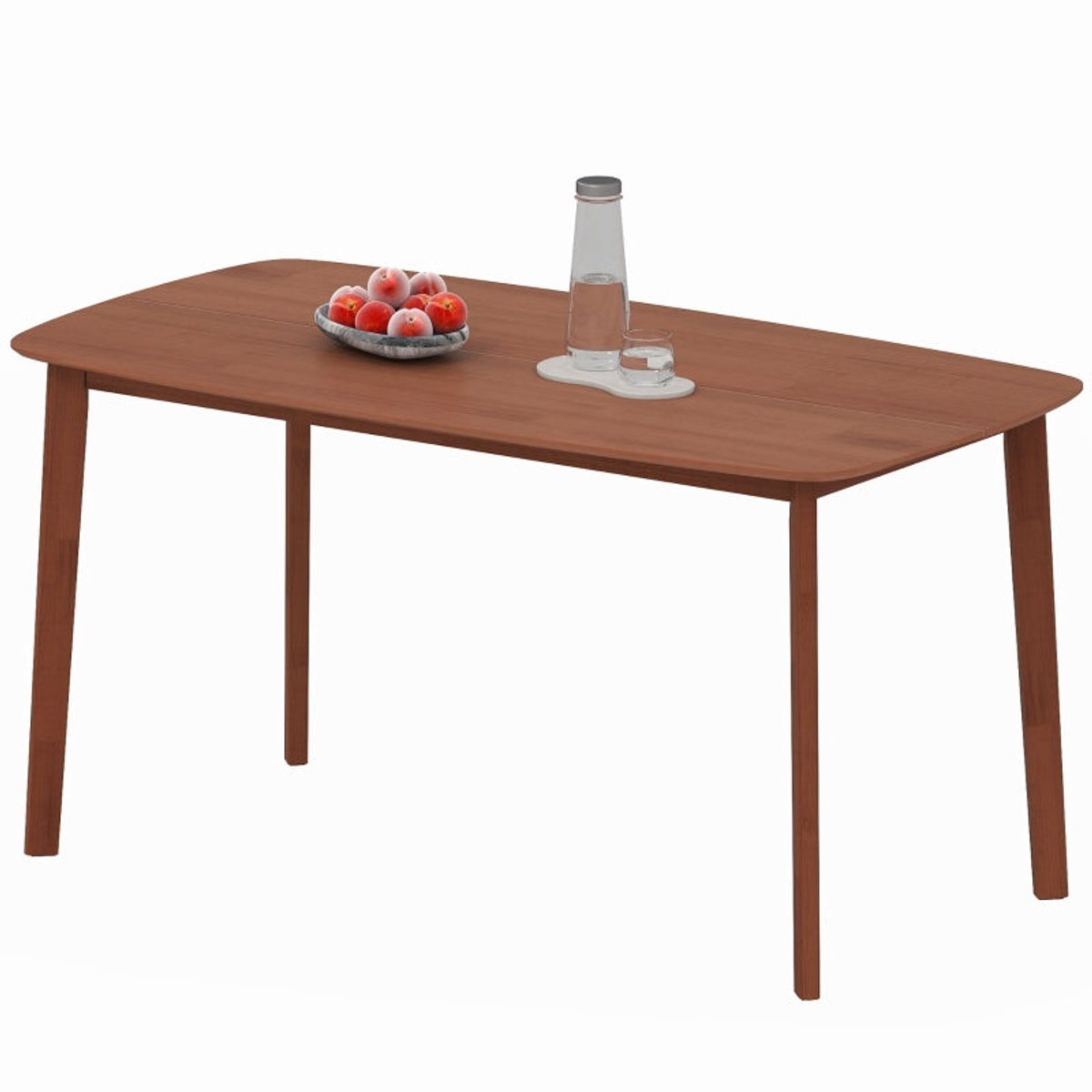 Merax Houten Eettafel – Landelijke Eetkamertafel 150×80×76 cm – Houten Tafel met Afgeronde Hoeken – Stabiele Eettafel voor 6 Personen – Bruin