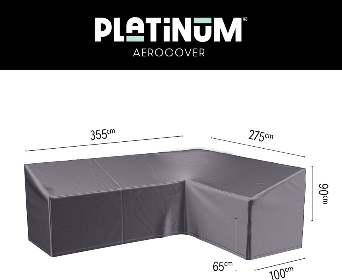 Platinum AeroCover - Loungebankhoes L-vorm - 355x275x100xH65/90cm Rechts - Ademend - Waterproof - Hoge kleurechtheid Antraciet