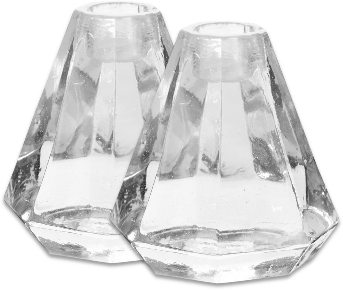 Seasonal - Set van 2 - Kandelaars - Transparant - Glas