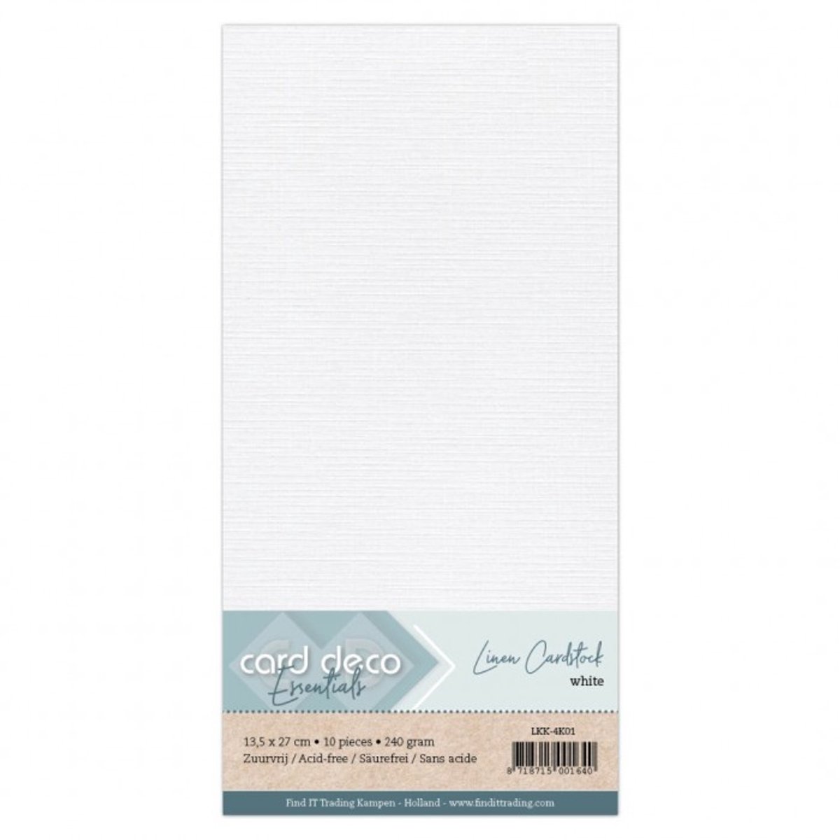 50 vel Wit Vierkant Linnenkarton 240 grams - 135 x 270mm - Gevouwen voor dubbele vierkante kaarten 13,5 x 13,5 cm - Gratis verzonden