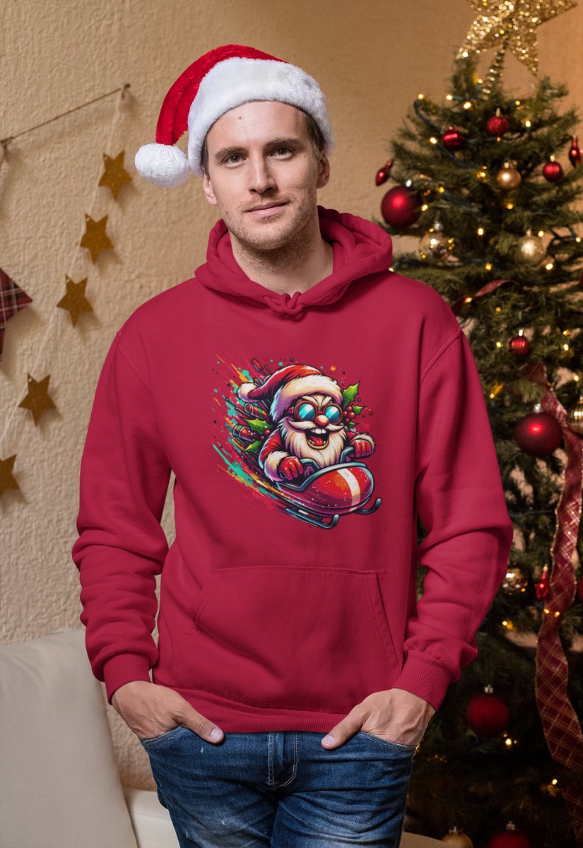 Turbo Santa Santa - Kersttrui - Kerst Trui Rood - Grappig Kersttrui - Maat M - Limited Edition