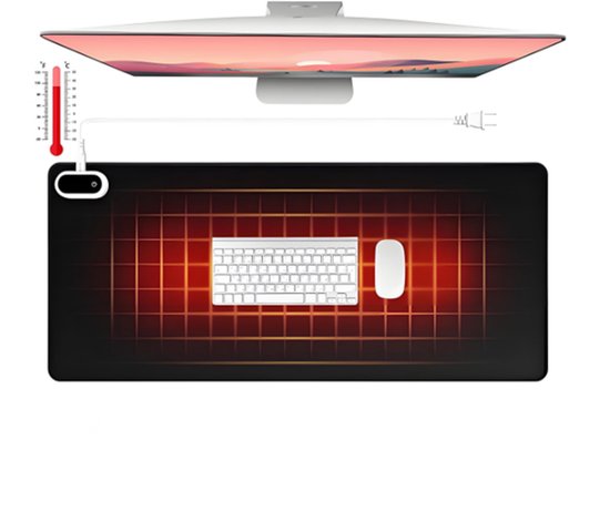 Grote verwarmde desktopmat - muismat - verwarmde muismat - Gaming muismat - 5 verwarmingsstanden - Zwart