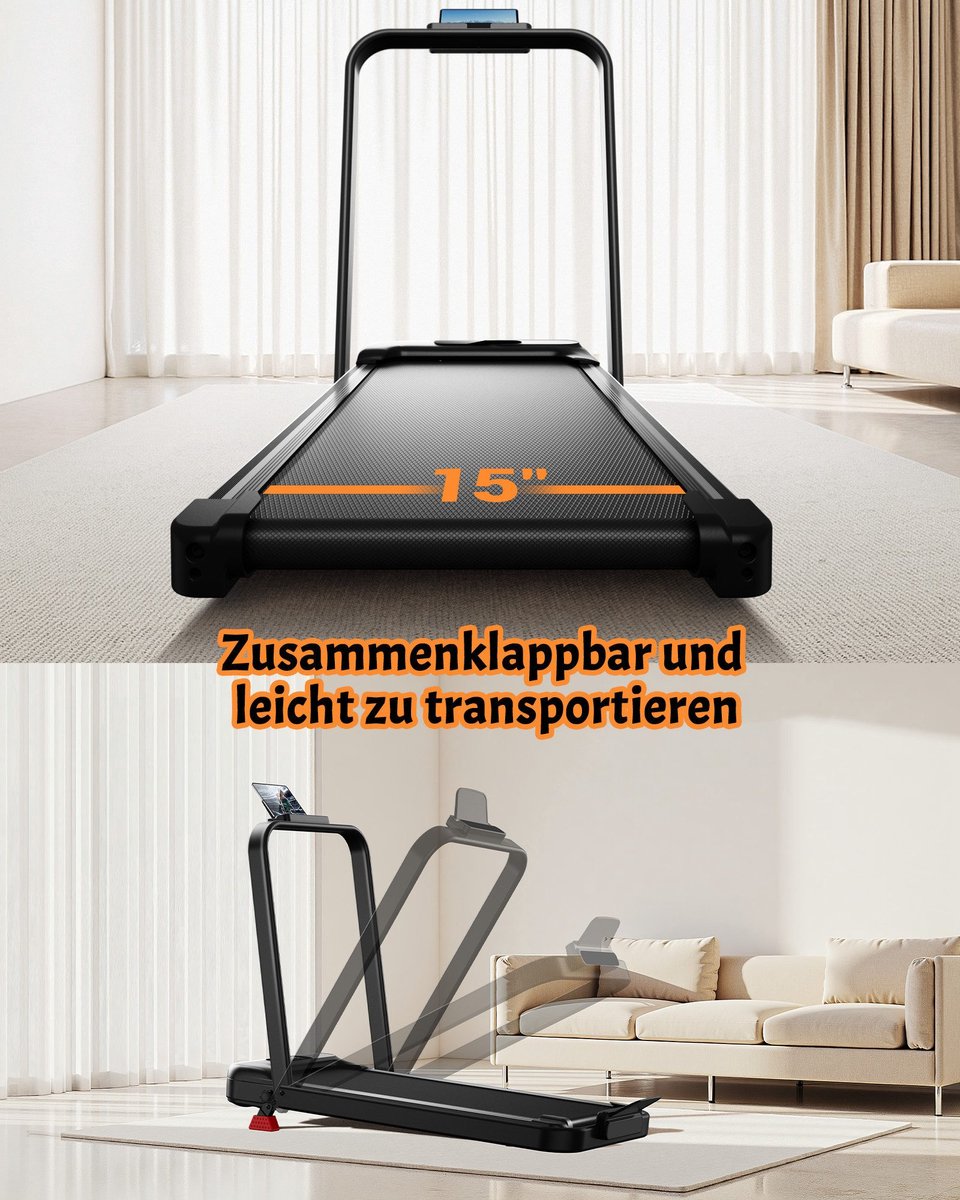 6 Loopband 6 in 1 8 km/h Inklapbaar Zwart - afbeelding 3
