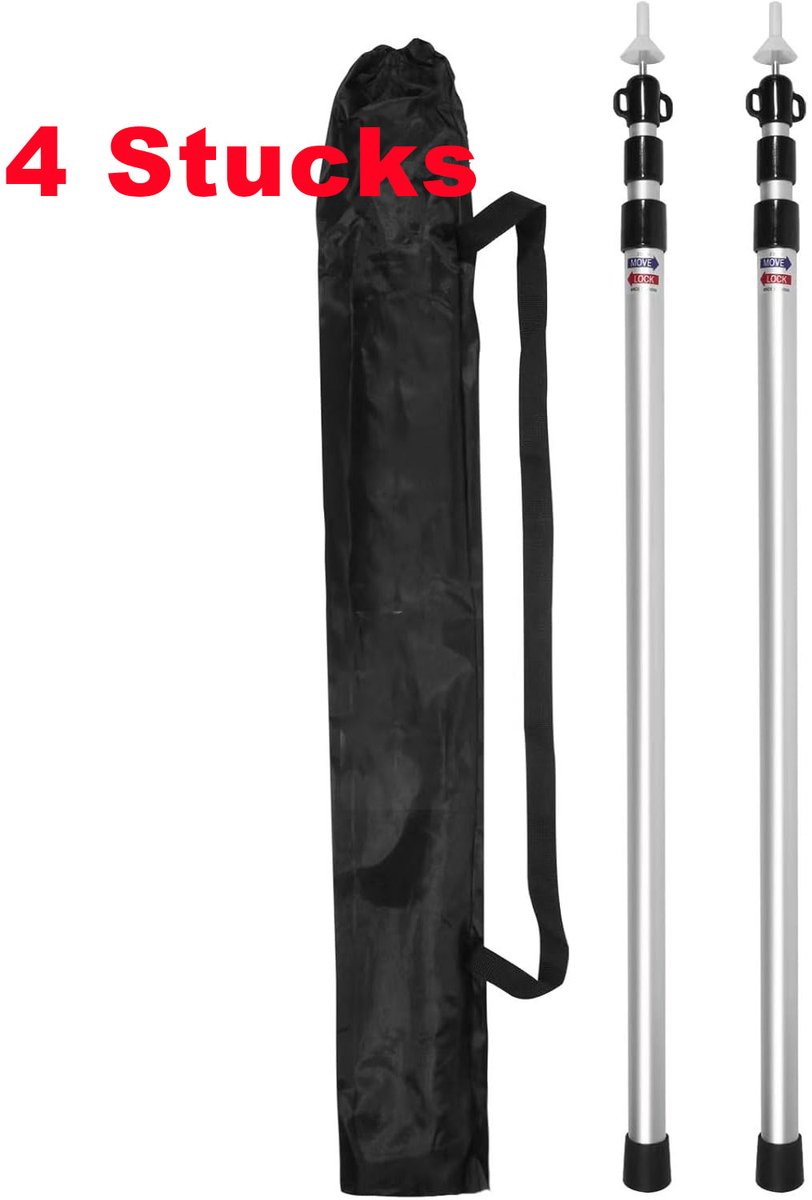 Tarp-/Tentstok - Telescopisch - Telescopische tentstokken, ultralichte, draagbare aluminium zonneschermstokken - 90-230 cm - 4pcs