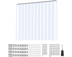 Transparant PVC Strokengordijn, 2,4 M Hoog X 2,1 M Breed X 2 mm Dik, 14 Stuks Kunststof Deurstrips voor Diepvriezers, Magazijnen En Garage-I