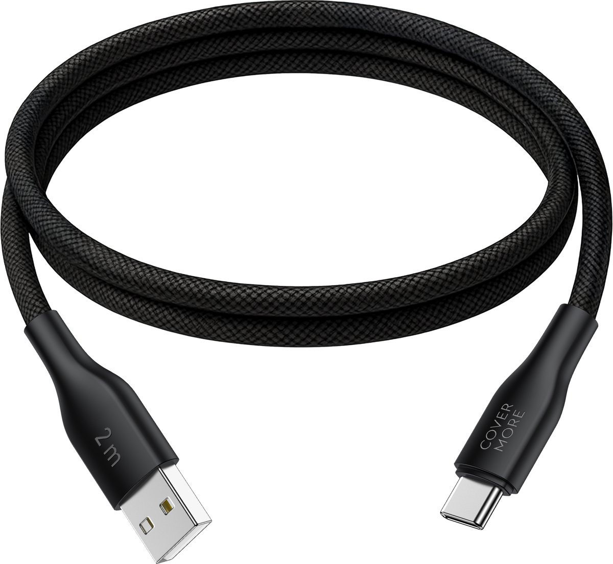 Usb C kabel - 2 meter - Usb A naar usb C - Geschikt voor android smartphone en tablet - Oplaadkabel - Datakabel - Stevig - Nylon - Zwart