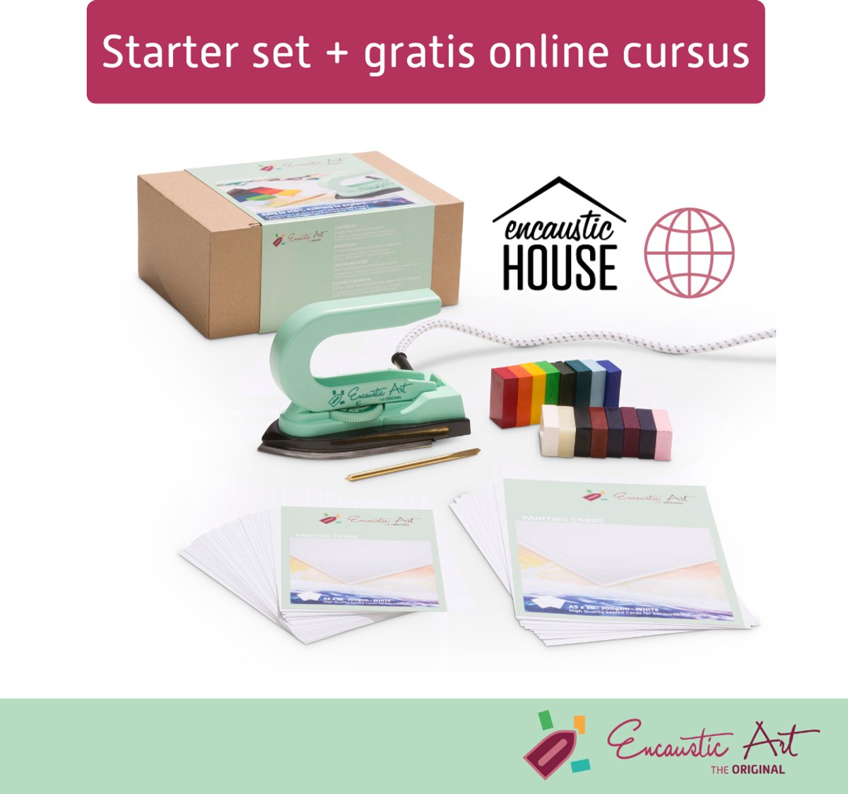 Encaustic Art Starters set met gratis kleurenkaart en 100 vel A6 En gratis toegang tot de online cursus Encaustic Art Basics