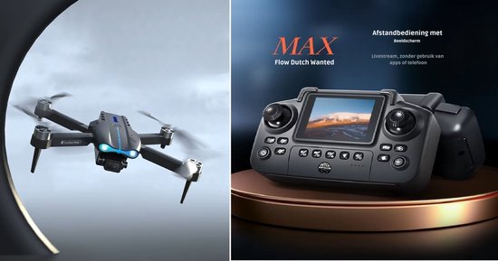 Dutch Wanted Max Flow - Drone Zwart - Drone met camera - Speelgoed drone - Inclusief opbergtas