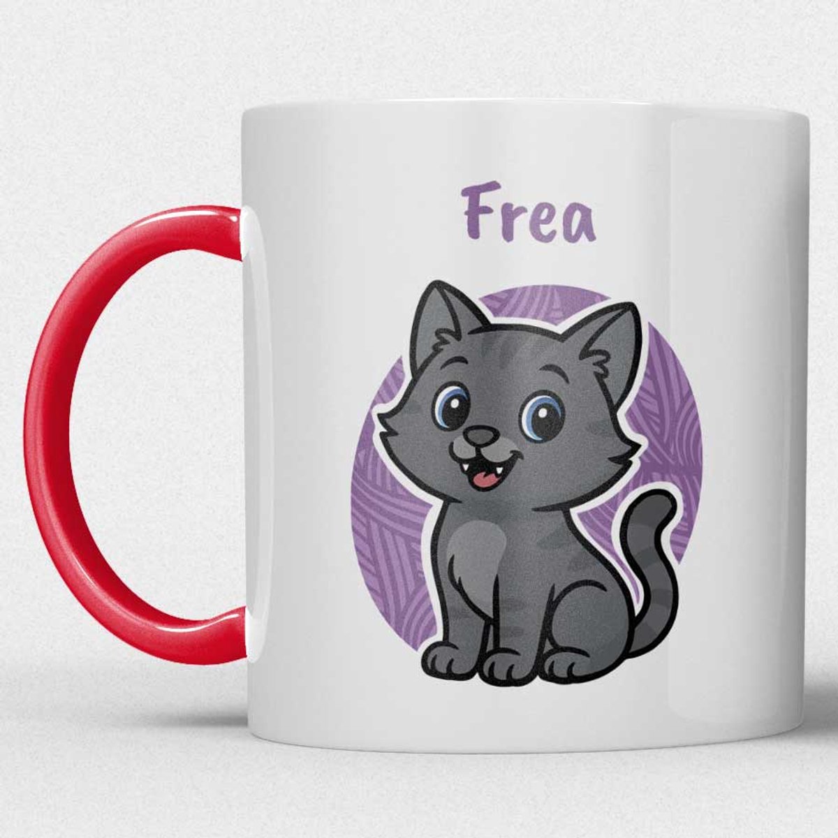 kindermok/kinderbeker | gepersonaliseerd met naam | met zwarte kat | rood | Schattige illustraties