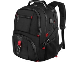 Matein Laptoprugzak 50L Groot – Waterdicht Reistas & Werk Rugzak voor 17 Inch Laptop – Unisex Dames & Heren – Zakelijk, Reis, USB-poort, Meerdere Vakken-Zwart