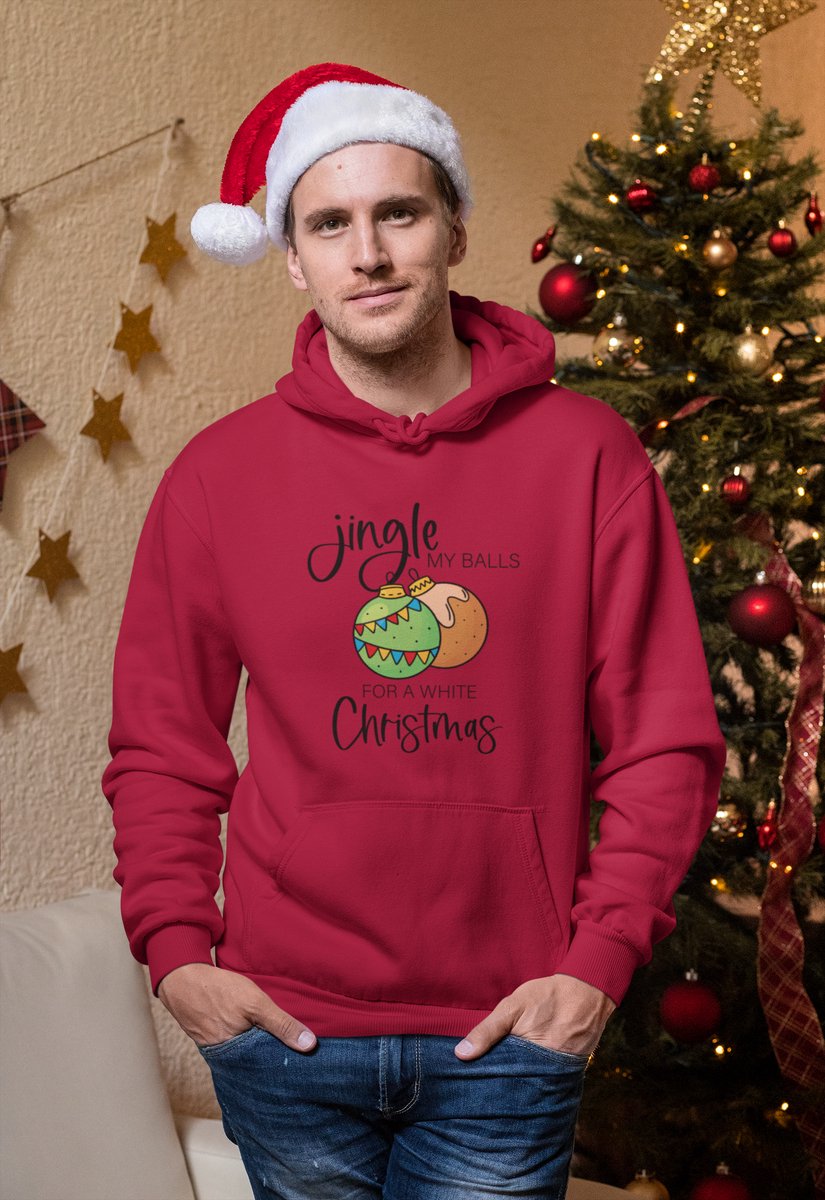 Jingle My Balls Santa - Kersttrui - Kerst Trui Rood - Grappig Kersttrui - Maat M - Limited Edition