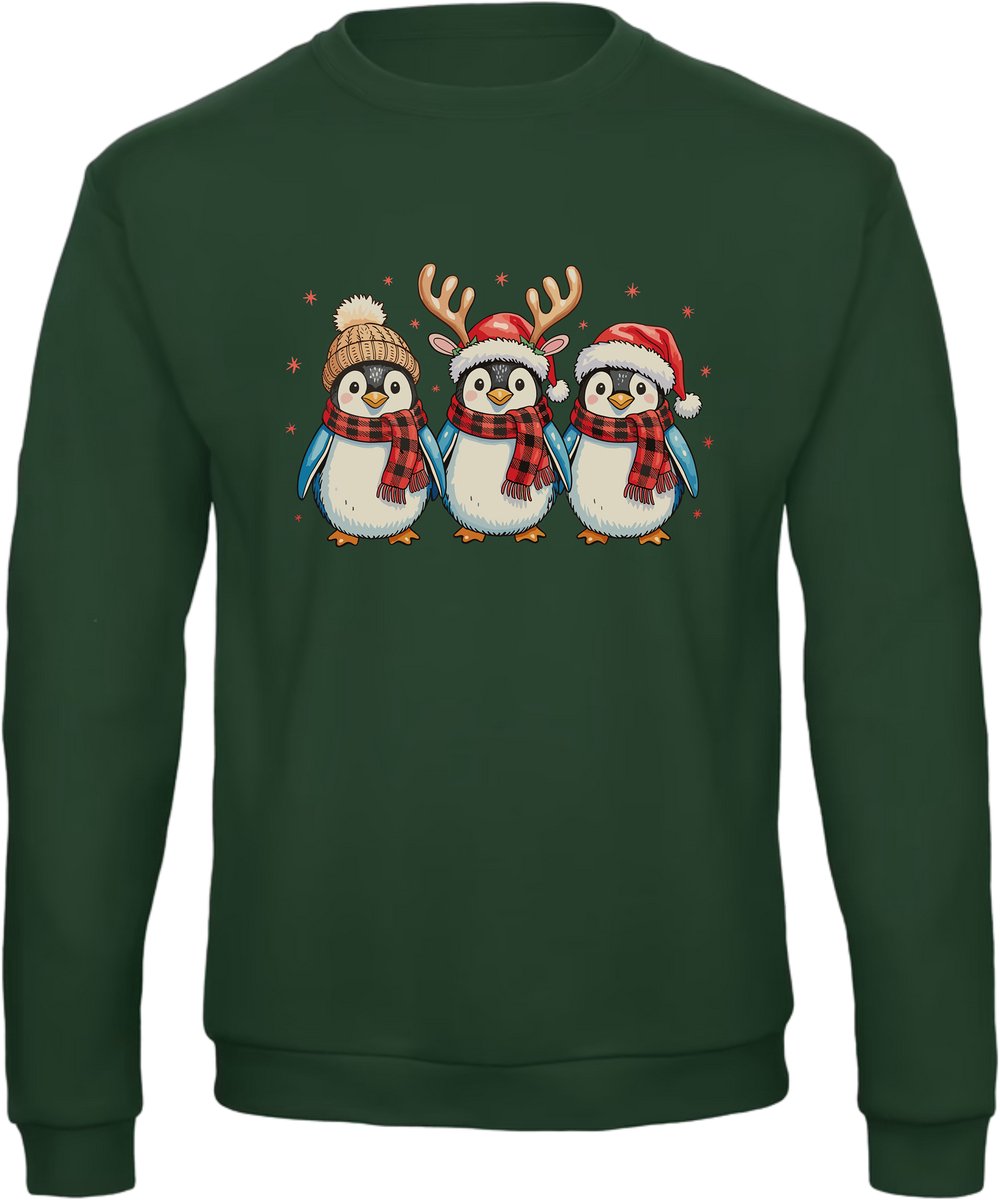 Kerst Pinguïns trui - kersttrui - foute kersttrui - Unisex - Kerst - Christmas - Feestdagen - Grappige trui - Kerstman - Foute kerst - Donkergroen - Maat S