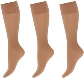 Drie beige kniekousen van Marianne met Lycra, 40 denier.