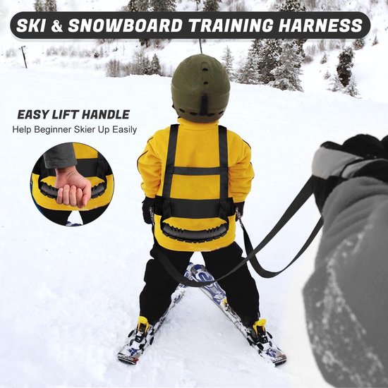 Skigordel voor kinderen - Ski- en snowboardgordel voor kinderen - Veiligheidsgordel voor skitraining - Met afneembaar sleeptouw en gemakkelijk te trekken handvat - Geschikt voor beginners - Schaatsen, skateboarden, snowboarden, skeeleren, fietsen (zw van Merkloos — afbeelding 2