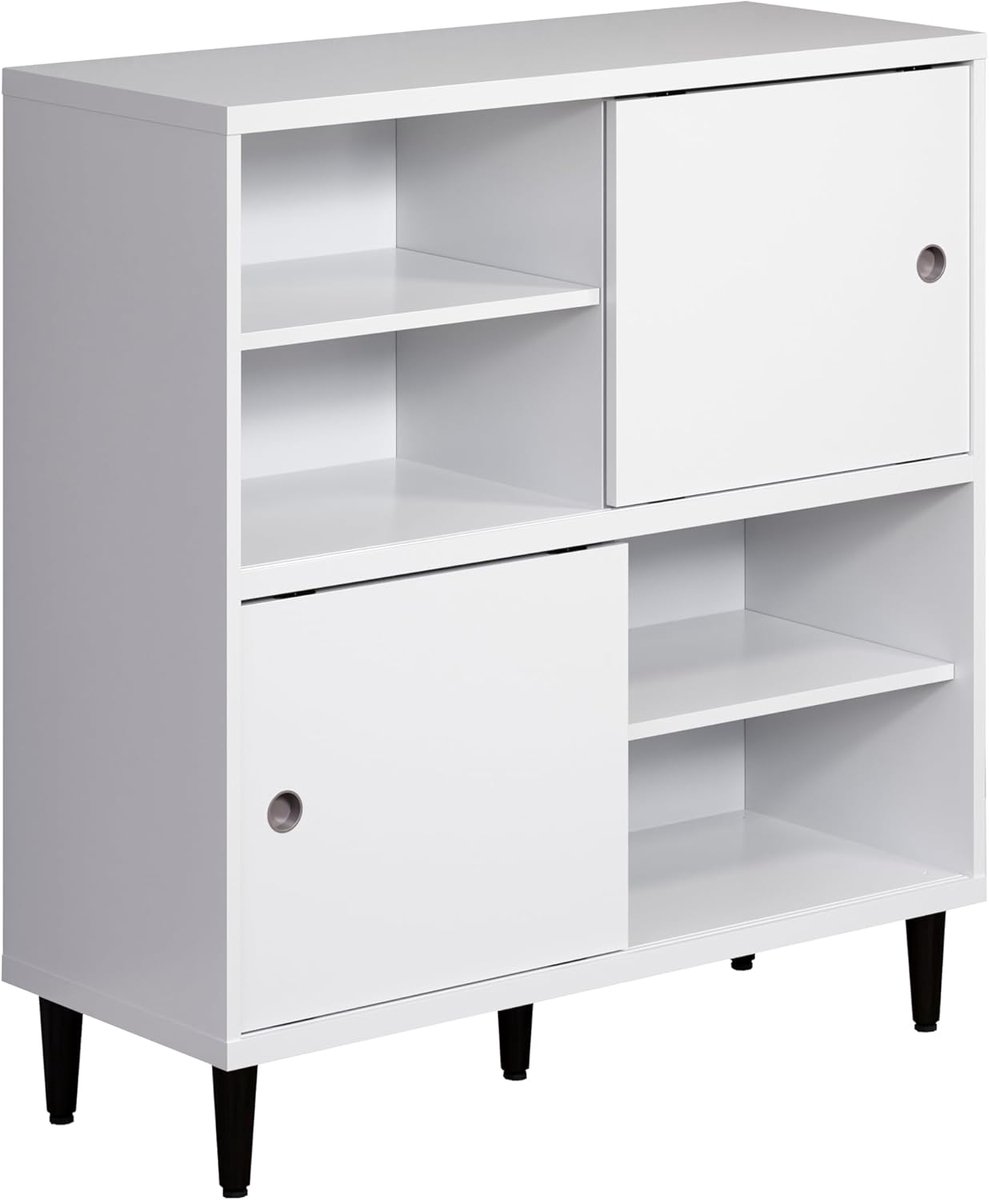 Evolution Staand Rek Woonkamer 90x99x38 - 90x99x38 cm - Wit - Rek Woonkamer 90x99x38 cm – - Medahomestore