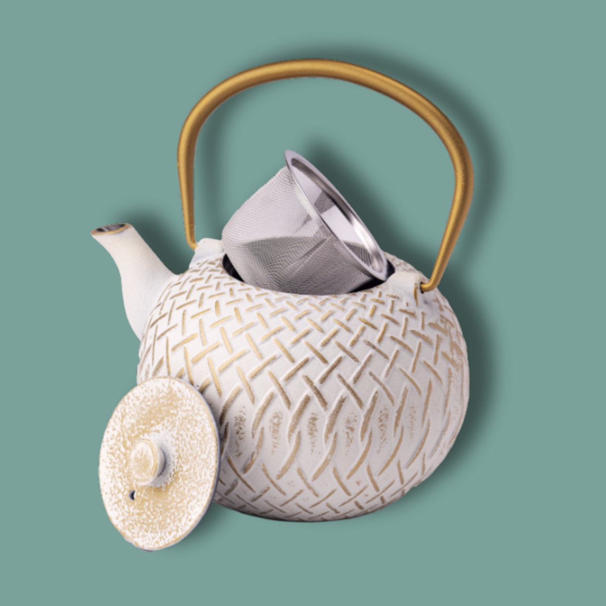 Accademia della Tisana - Gietijzeren Theepot 800 ml – Traditionele Gietijzer Theeketel met Roestvrij staal Theefilter en deksel - Thee-Infuser Theezeef, Lange Warmtebehoud, Ideaal als Cadeau voor Theeliefhebbers - voor losse kruidenthee