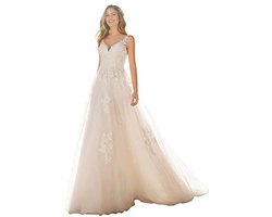 Elegante Kanten Bruidsjurk voor Dames - Lange A-lijn Trouwjurk