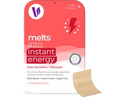 VegaMelts Directe Energie Strips - Natuurlijke Cafeïne 50mg uit Groene Thee - B12 B6 en B5 Complex - Energie Ondersteuning - Sublinguale Smeltstrips - 30 Smeltstrips