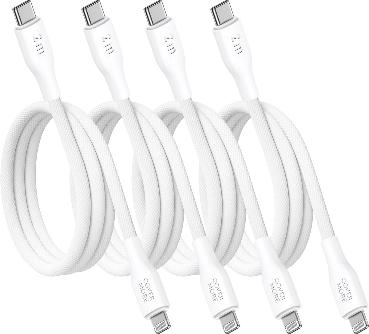 Oplaadkabel geschikt voor iPad air 1 2 2017 2018 2019 2020 2021 met Apple Lightning ingang kabel - 2 meter - 4 stuks - Wit
