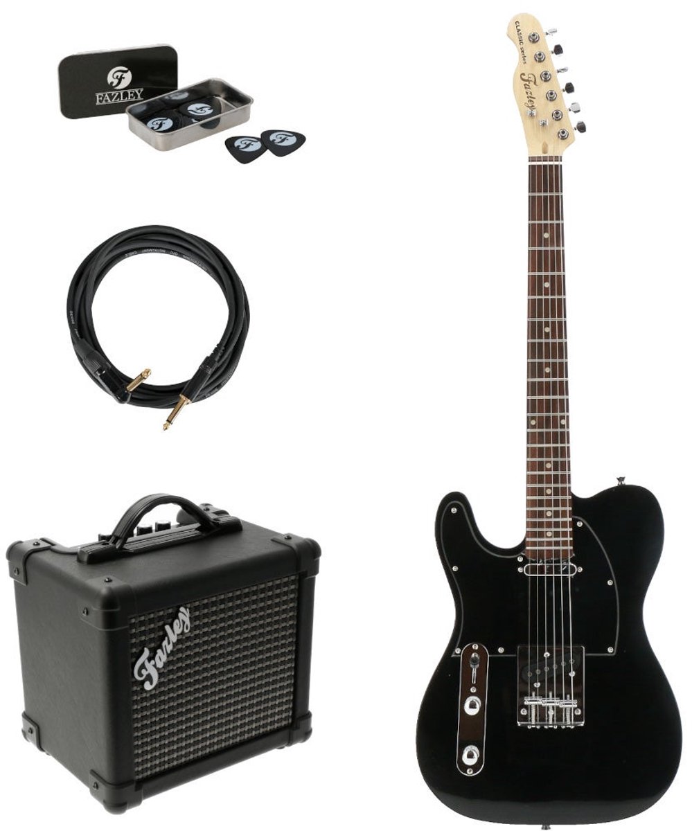 Linkshandige elektrische gitaar starterset Fazley FTL218LH-BK
