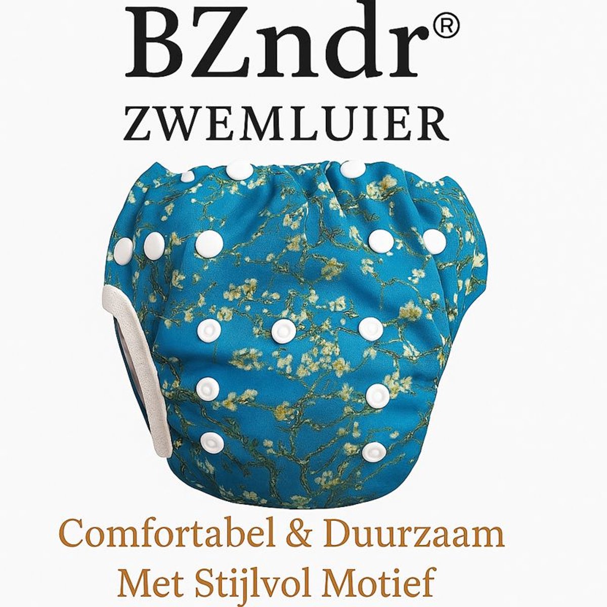 BZNDR® - Zwemluier amandelbloesem - 0-3 jaar - 8 t/m 25 kg - Wasbaar -Zwemluier baby