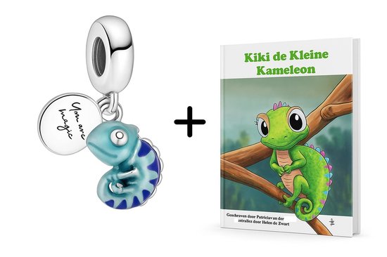 Kiki de Kleine Kameleon – Cadeau set - Prentenboek - Kinderboek inclusief zilveren bedel voor je bedelarmband