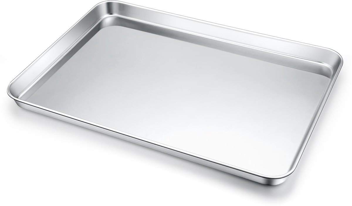 Unyqoos® Rechthoekige roestvrijstalen bakplaat voor veelzijdig gebruik in de keuken