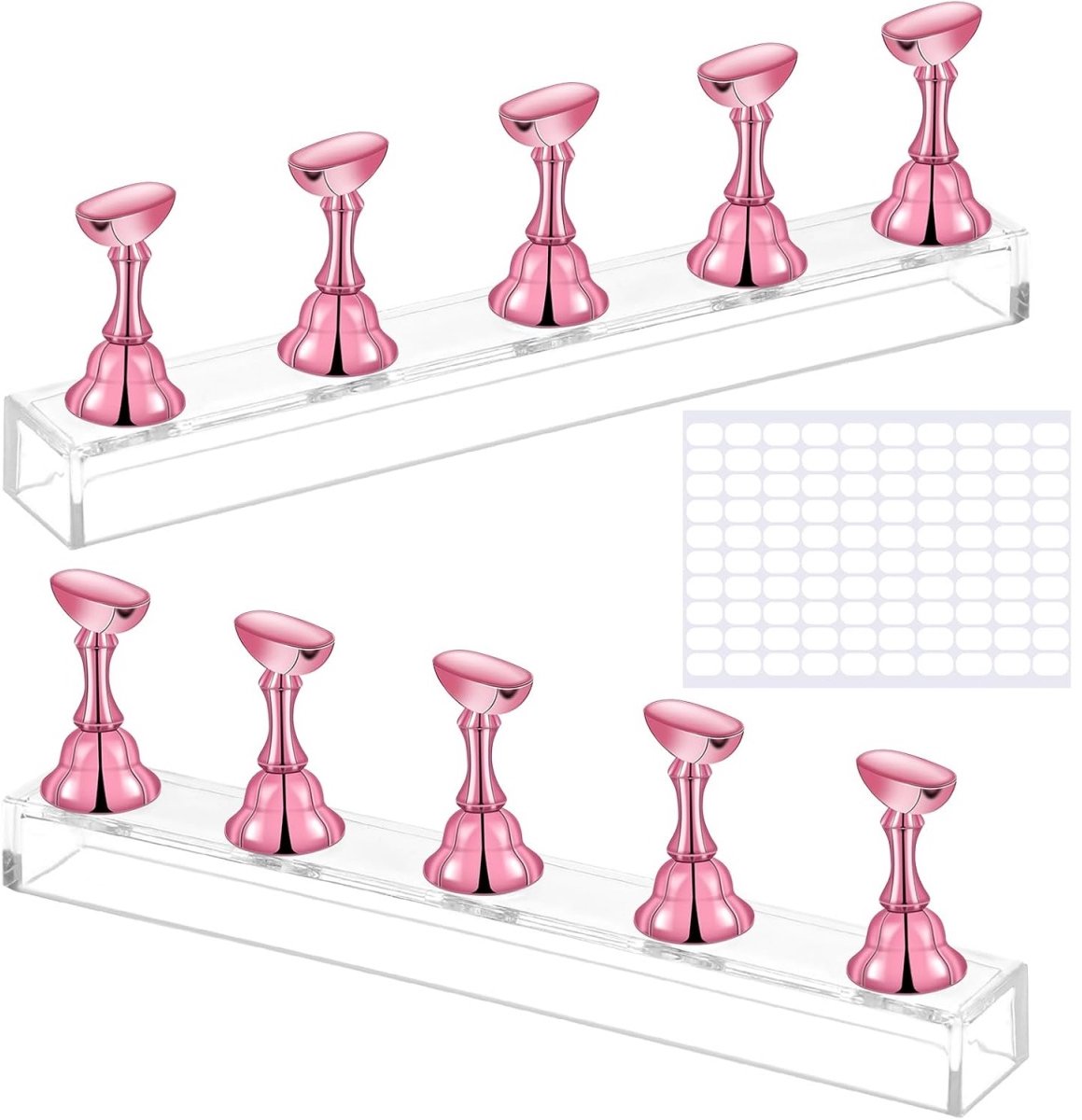 longziming -Nagel Oefenhouder Set met Magnetische Acryl Houder en Dubbelzijdige Stickers – Ideaal voor Nail Art, Salon, Thuis en Beginners