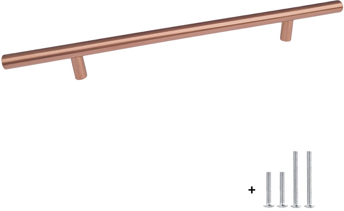 HOEXS Ronde Handgreep Rose Gold – 30cm | 192mm Hartafstand – Extra Lange Keukengreep Rose Goud