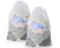 2 stuks Mesh Waszakken Met Trekkoord - 60x90 cm Herbruikbare Wasmachine Zak - Voor Delicate Was En Babykleding - Ideaal Voor Studentenhuis Woning En Reizen - Organizer Voor Bovenkleding Sokken En Panty's