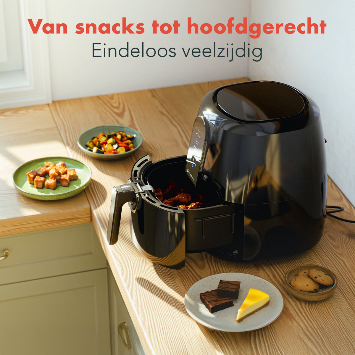 KitchenBrothers Airfryer XL - PFAS-Vrij - 1890W - Heteluchtfriteuse XXL - 7,2L Inhoud - 80ºC tot 200ºC - Zwart — afbeelding 5